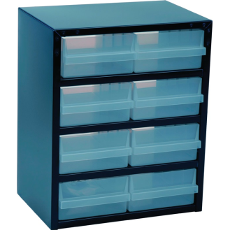 Kleinteilemagazin B357xT255xH435mm galvanisiertes Stahlbl.8 Schubl.-Beschreibung lesen