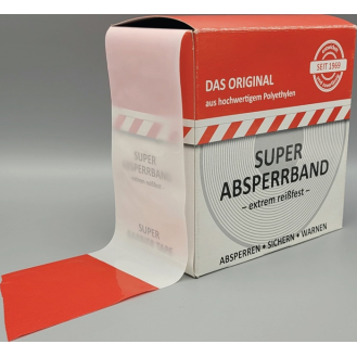 Absperrband L.100m B.80mm rot/weiß geblockt 100m/Karton-Beschreibung lesen