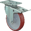 Lenkrolle D.100mm Trgf.125kg m.Festst.PU 104x80mm rot