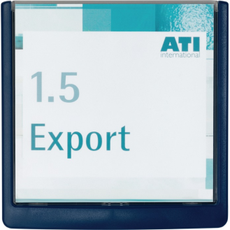 Tür-/Infoschild B149xH148,5mm Sichtfenster Acrylglas Rücken ABS blau-Beschreibung lesen