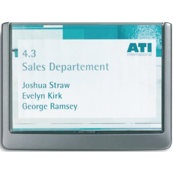 Tür-/Infoschild B149xH105,5mm Sichtfenster Acrylglas Rücken ABS graphit-Beschreibung lesen
