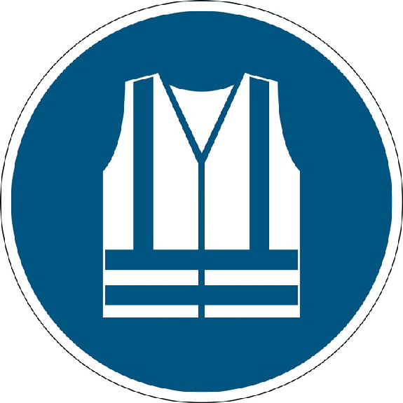 Signalisation obligatoire ASR A1.3/DIN EN ISO 7010 Utiliser un gilet haute visibilité 430 mm R9-Leggi tutto