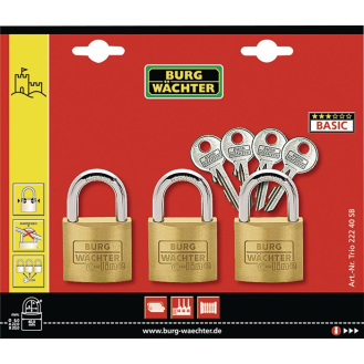 Vorhangschloss-Set Trio 222 40 Bügel-S.6mm Bügel-H.22mm-Beschreibung lesen
