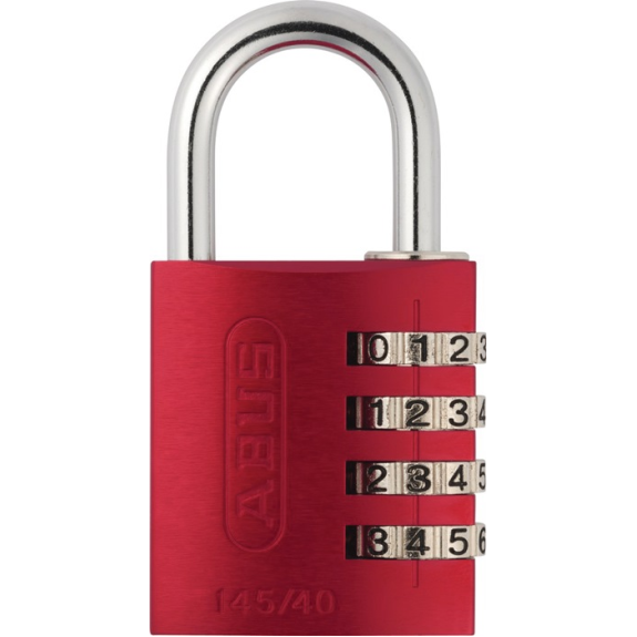 Cadenas à combinaison 145 serrure corps largeur 41,5 mm aluminium rouge chiffre rouleau 4-Lire la description