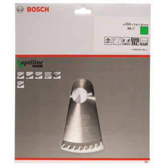 Kreissägeblt Optiline Wood AD 210mm Z.60 WZ Bohr.30mm Schnitt-B.2,8mm-Beschreibung lesen