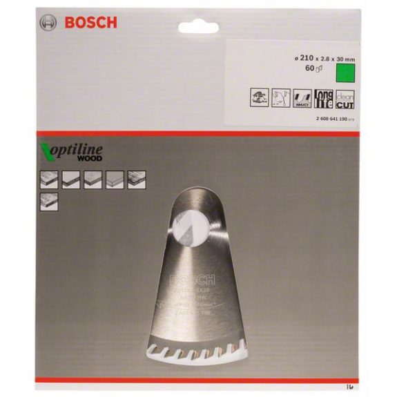 Kreissägeblt Optiline Wood AD 210mm Z.60 WZ Bohr.30mm Schnitt-B.2,8mm-Beschreibung lesen