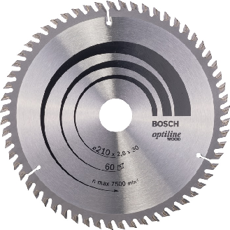 Kreissägeblt Optiline Wood AD 210mm Z.60 WZ Bohr.30mm Schnitt-B.2,8mm-Beschreibung lesen