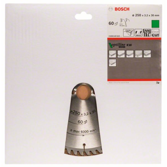 Kreissägeblt Optiline Wood AD 250mm Z.60 WZ Schnitt-B.3,2mm-Beschreibung lesen