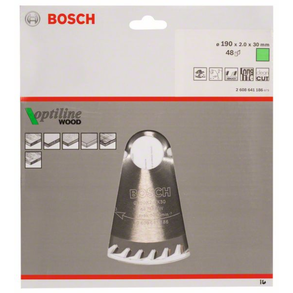 Kreissägeblt Optiline Wood AD 190mm Z.48 WZ Bohr.30mm Schnitt-B.2mm-Beschreibung lesen