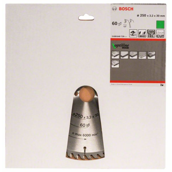 Kreissägeblt Optiline Wood AD 250mm Z.60 WZ Bohr.30mm Schnitt-B.3,2mm Kreissägeblt Optiline Wood AD 250mm Z.60 WZ Bohr.30mm Schnitt-B.3,2mm-Beschreibung lesen