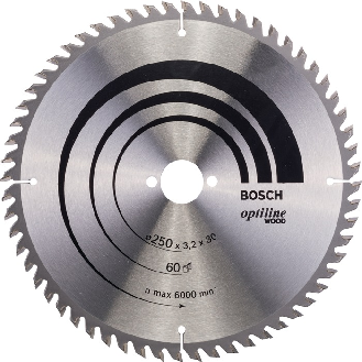Kreissägeblt Optiline Wood AD 250mm Z.60 WZ Bohr.30mm Schnitt-B.3,2mm-Beschreibung lesen