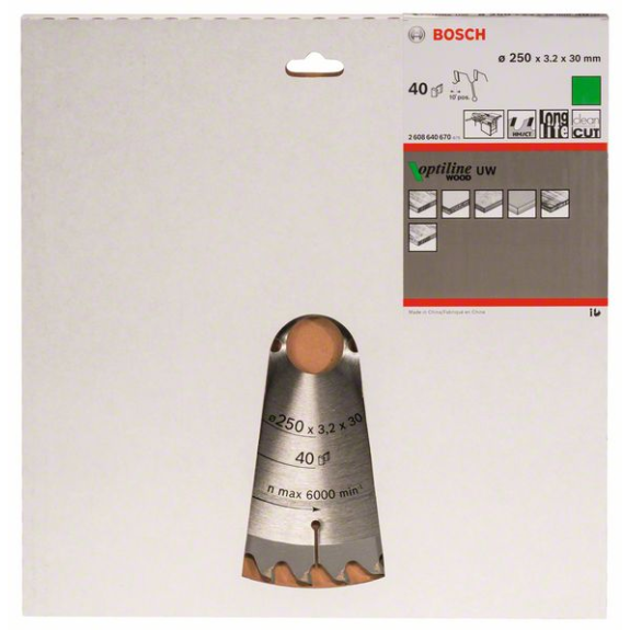 Kreissägeblt Optiline Wood AD 250mm Z.40 WZ Schnitt-B.3,2mm-Beschreibung lesen