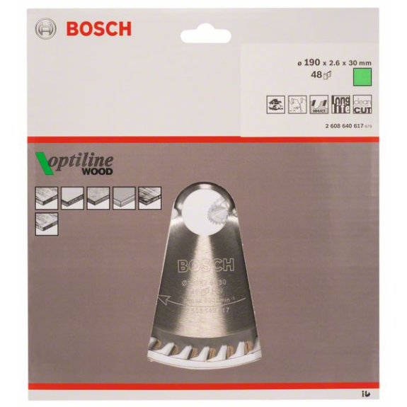 Kreissägeblt Optiline Wood AD 190mm Z.48 WZ Bohr.30mm Schnitt-B.2,6mm-Beschreibung lesen