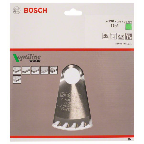 Kreissägeblt Optiline Wood AD 190mm Z.36 WZ Schnitt-B.2,6mm-Beschreibung lesen