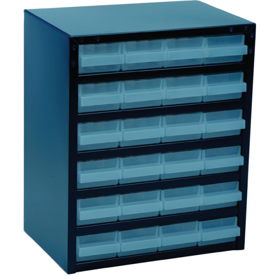 Kleinteilemagazin B357xT255xH435mm galvanisiertes Stahlbl.24 Schubl.-Beschreibung lesen