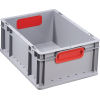 Transportstapelbehälter L400xB300xH170mm grau PP geschlossener Griff rot