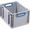 Transportstapelbehälter L400xB300xH220mm grau PP offener Griff blau