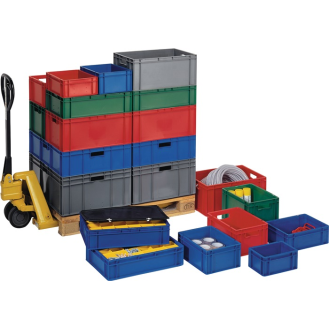 Transportstapelbehälter L400xB300xH120mm blau PP Seitenwände geschl.-Beschreibung lesen