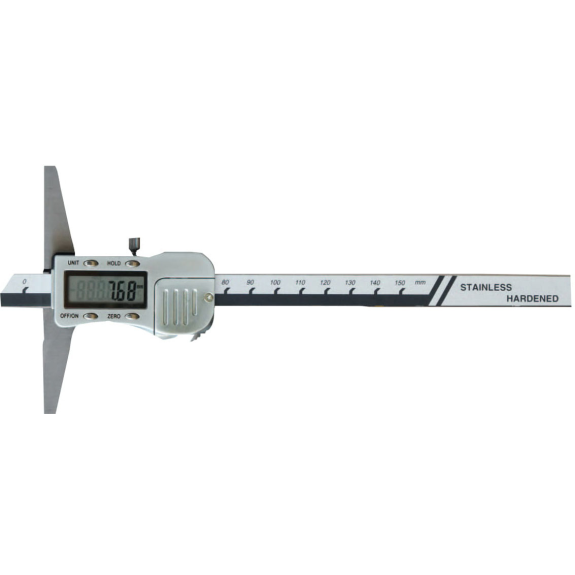 Tiefenmessschieber aus rostfreier Stahl, gehärtet, mit Metallgehäuse 0-150mm-Beschreibung lesen