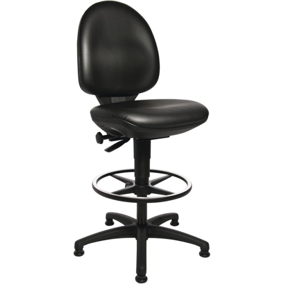 Arbeitsdrehstuhl Tec 50 Bodengleiter+Fußring Kunstlederpolster schwarz 590-840mm Arbeitsdrehstuhl Tec 50 Bodengleiter+Fußring Kunstlederpolster schwarz 590-840mm-Beschreibung lesen