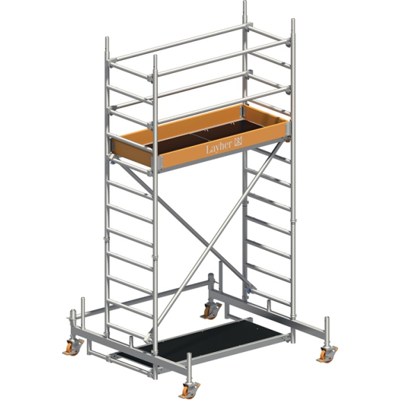 Échafaudage mobile Uni Light P2 largeur de travail 750xL1800mm hauteur d'échafaudage en aluminium 3480mm 2 kN/m²-Leggi tutto