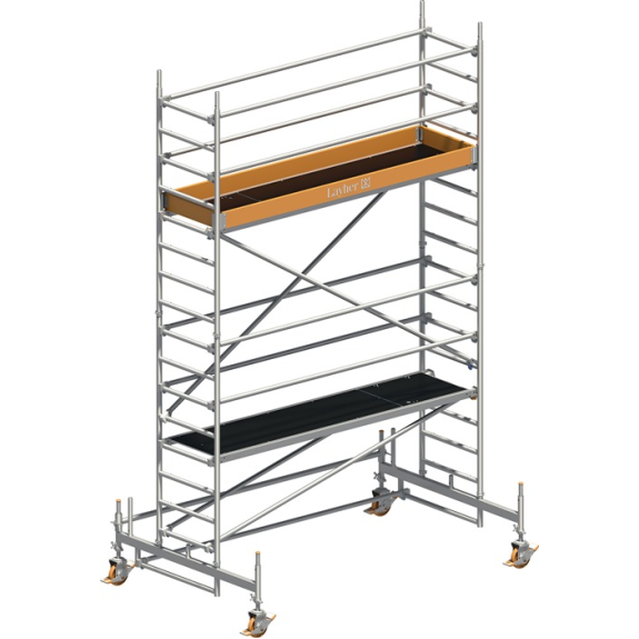Fahrgerüst Uni Stand.P2 Arbeits-B750xL2850mm Alu.Gerüsthöhe 4580mm 2 kN/m²-Beschreibung lesen