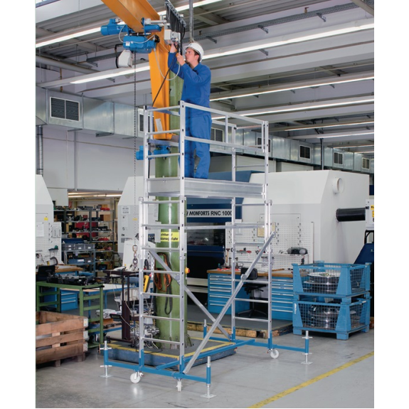 Travaux d'échafaudage mobile L1200xL2850mm en aluminium Hauteur d'échafaudage 2870-4640mm 2 kN/m².-Leer más