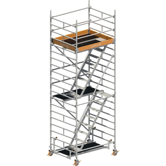 Échafaudage mobile Uni Komfort P2 de travail L1500xL1800mm échafaudage aluminium hauteur 5430mm 2 kN/m²-Leer más