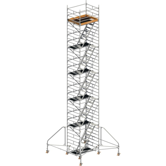 Échafaudage mobile Uni Komfort P2 de travail L1500xL1800mm échafaudage aluminium hauteur 11430mm 2 kN/m²-Leer más