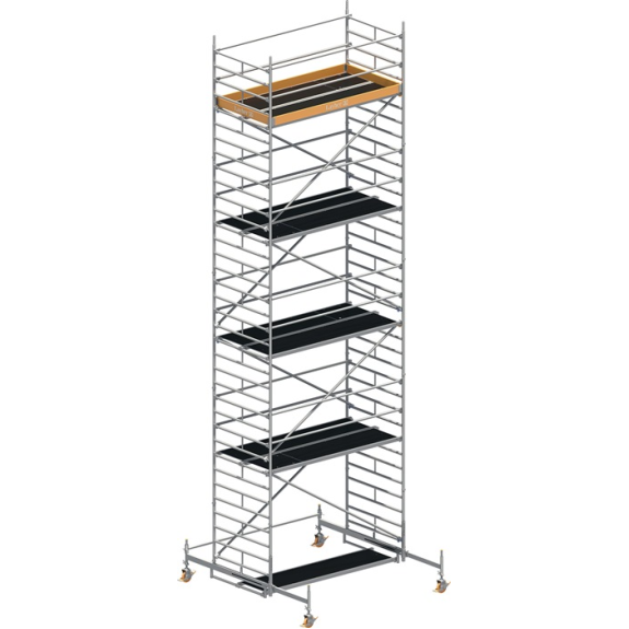 Échafaudage mobile Uni Wide P2 largeur de travail 1500xL2850mm hauteur d'échafaudage en aluminium 9610mm 2 kN/m²-Leer más