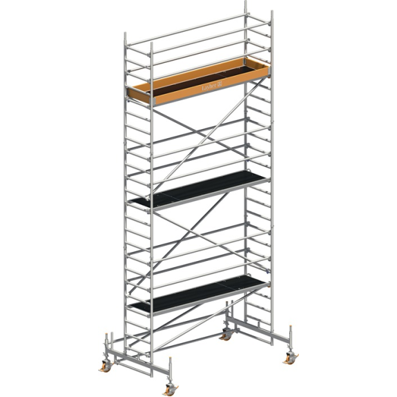 Échafaudage mobile Uni Stand.P2 largeur de travail 750xL2850mm hauteur d'échafaudage en aluminium 6580mm 2 kN/m²-Leer más