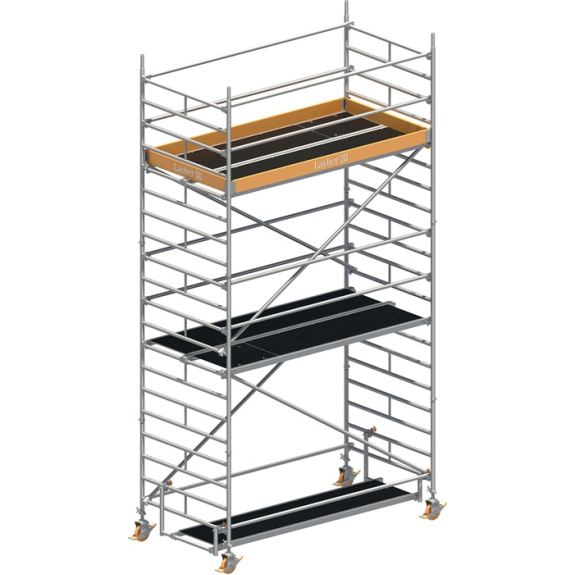 Échafaudage mobile Uni Wide P2 largeur de travail 1500xL2850mm échafaudage en aluminium hauteur 5430mm 2 kN/m²-Leer más
