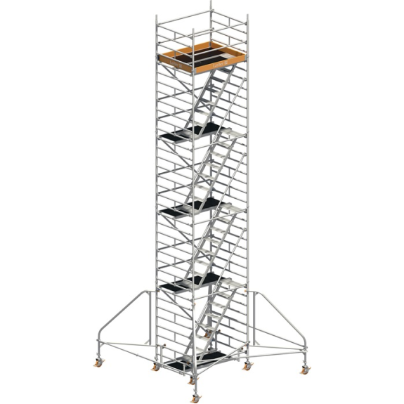 Fahrgerüst Uni Komfort P2 Arbeits-B1500xL1800mm Alu.Gerüsthöhe 9430mm 2 kN/m²-Beschreibung lesen