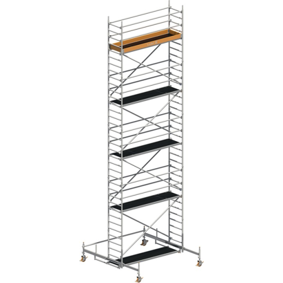 Échafaudage mobile Uni Stand.P2 largeur de travail 750xL2850mm hauteur d'échafaudage en aluminium 9610mm 2 kN/m²-Leer más
