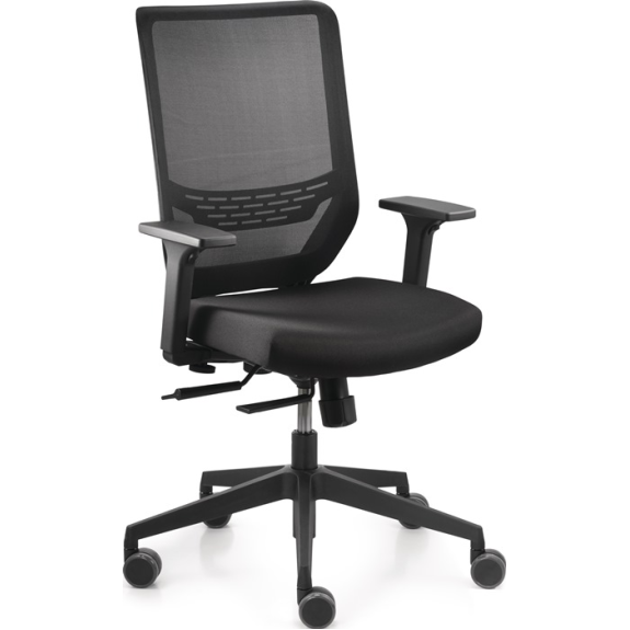 Bürodrehstuhl Mesh Armlehnen,verstellb.schwarz 410-520mm m.Synchront.Trgf.110kg-Beschreibung lesen