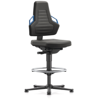 Arbeitsdrehstuhl Nexxit Gleiter+Fußring Supertec schwarz Griff blau 570-820mm-Beschreibung lesen