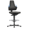 Arbeitsdrehstuhl Nexxit Gleiter+Fußring Supertec schwarz Griff blau 570-820mm