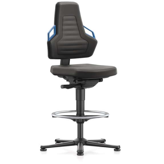 Arbeitsdrehstuhl Nexxit Gleiter+Fußring Supertec schwarz Griff blau 570-820mm-Beschreibung lesen