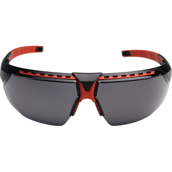 Schutzbrille Avar EN 166 Bügel schwarz/rot,Hydro-Shield grau-Beschreibung lesen