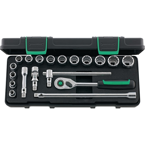 Steckschlüsselsz 45/14/5i QR 19-tlg.3/8 Zoll SW 8-22mm Z.80 12KT Steckschlüsselsz 45/14/5i QR 19-tlg.3/8 Zoll SW 8-22mm Z.80 12KT-Beschreibung lesen