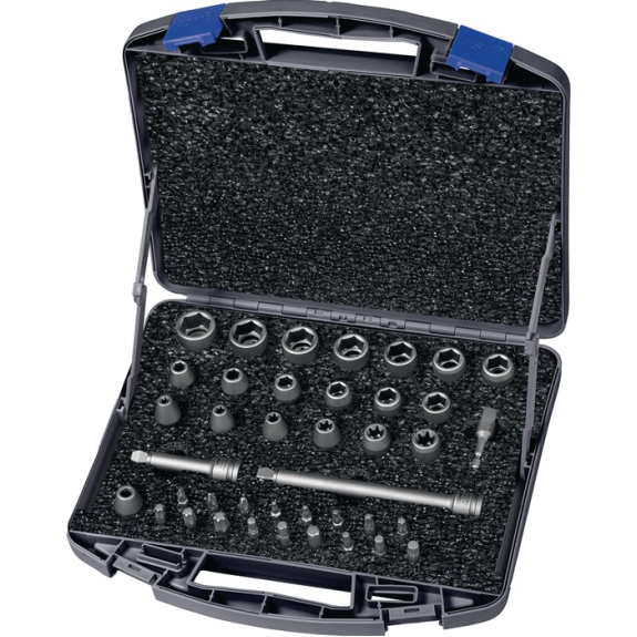 Jeu de clés à douilles à chocs 710 KS 40 OL 40 pièces 3/8 pouces 6 pans, i6 pans, T/E/PH/XZN-Lire la description