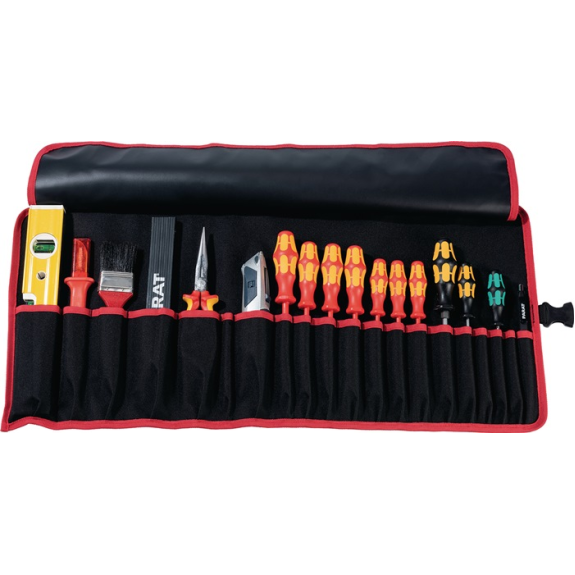 Sacoche à outils 20 compartiments L740xH330mm nylon noir/rouge PAR-Leggi tutto