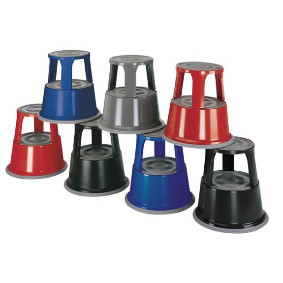 Tabouret roulant tôle d'acier gris H.avec/ou charge 430/440mm P.haut 295mm P.bas 435mm-Leggi tutto
