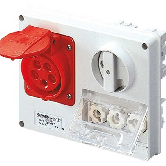 Presa Interbloccata con base portafusibili 3P+T IP44 16A Senza fondo GW66130-Leggi tutto
