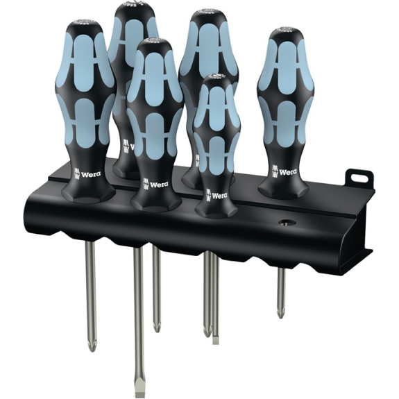 Edelstahlschraubendrehersz 2224/3350/3355/6 6-tlg.Schlitz/PH/PZD Rundkl.2K-Beschreibung lesen