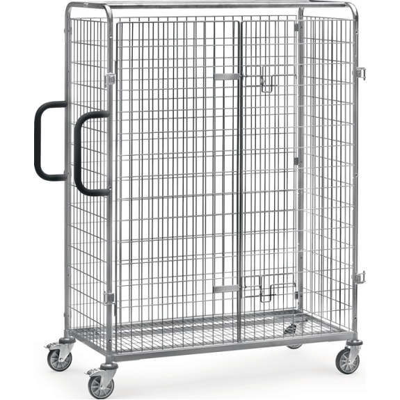 Porte à double battant, grille métallique fixée à 2 vantaux, galvanisée pour chariot de communication, L1491xL690xH1825mm-Leggi tutto