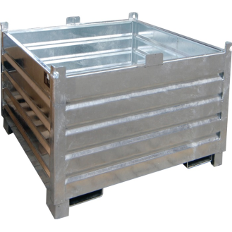 Sammelbehälter 1,0 m³ L1200xB1200xH850mm verz.m.Einfahrtaschen u.Kranösen-Beschreibung lesen