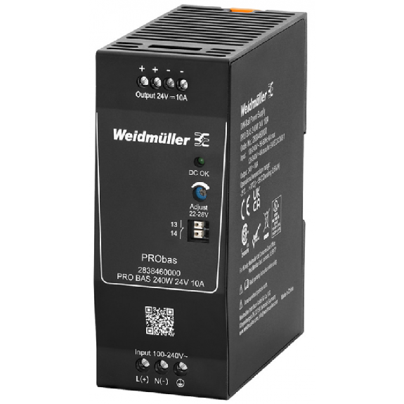 Alimentatore switching monofase PRObas 24V DC 240W 10A per guida DIN 2838460000 Alimentatore switching monofase PRObas 24V DC 240W 10A per guida DIN 2838460000-Leggi tutto