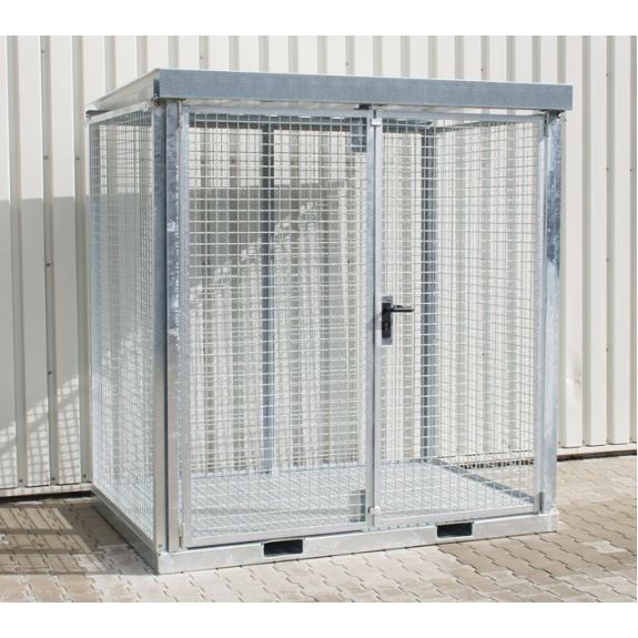 Gasflaschencontainer B2115xT1570xH2260mm verzinkt mit Dach mit Tränenblechboden Gasflaschencontainer B2115xT1570xH2260mm verzinkt mit Dach mit Tränenblechboden-Beschreibung lesen