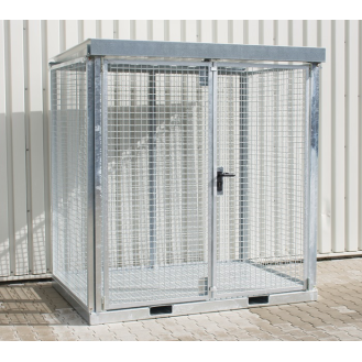 Gasflaschencontainer B2115xT1570xH2260mm verzinkt mit Dach mit Tränenblechboden-Beschreibung lesen